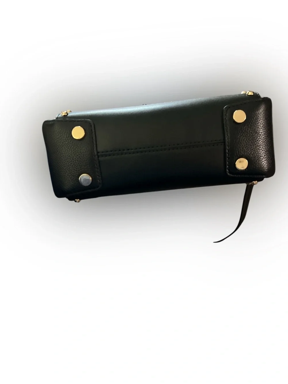 Michael Kors Black and Brown Studded Leather Satchel with Gold Hardware